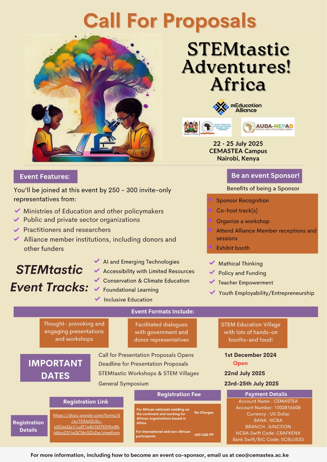 Call for Proposals for the Inaugural STEMtastic adventures! Africa Regional Symposium
